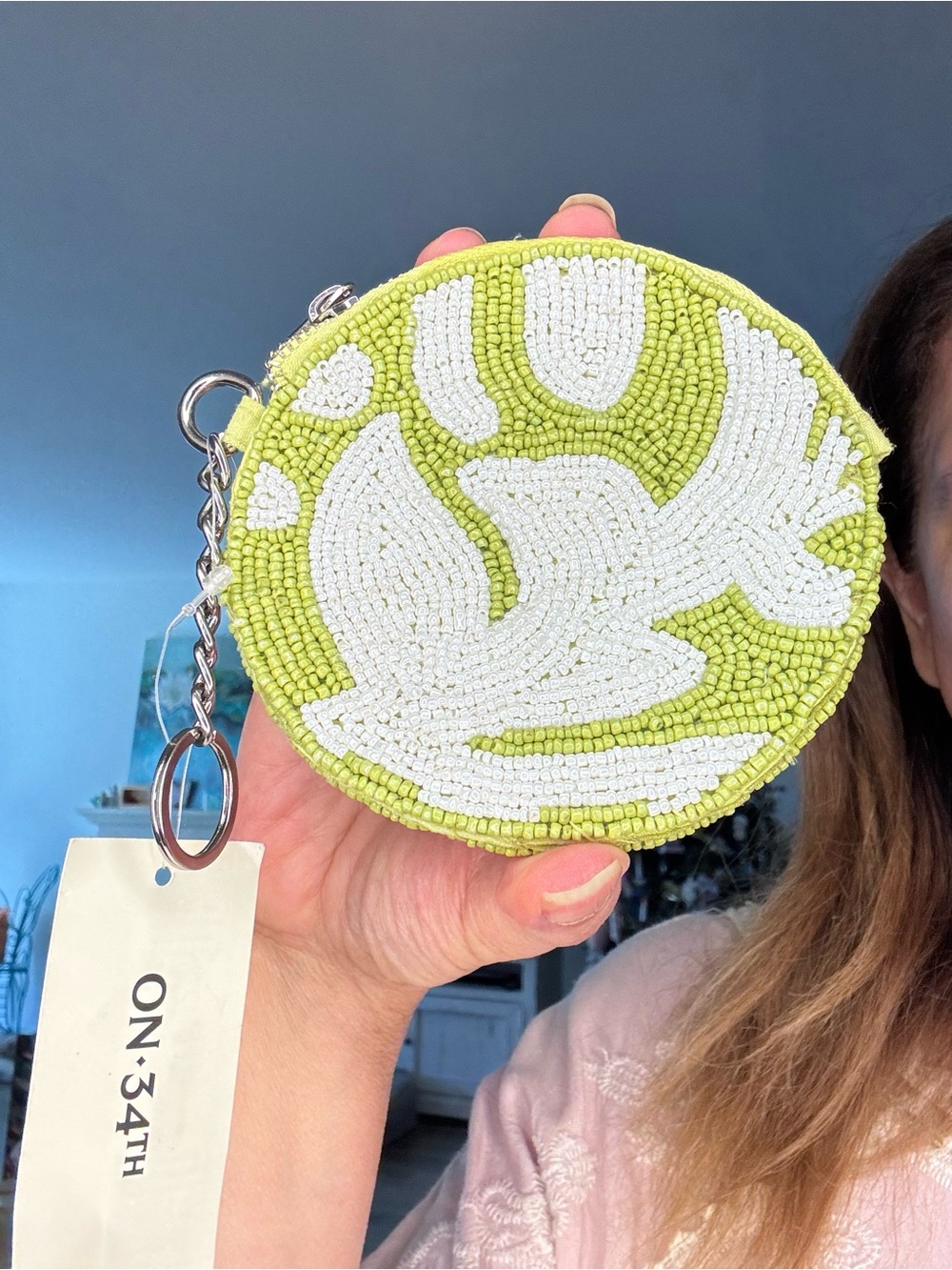 On 34th Beaded Round Coin Purse